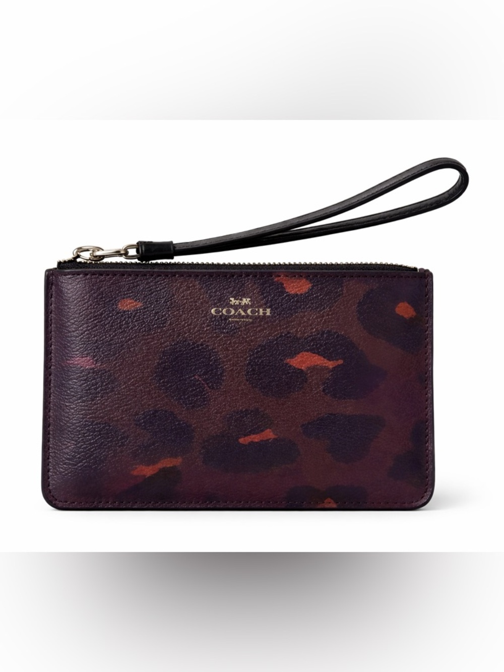 Coach Leopard-Print Leather Wristlet - Brown and Black
